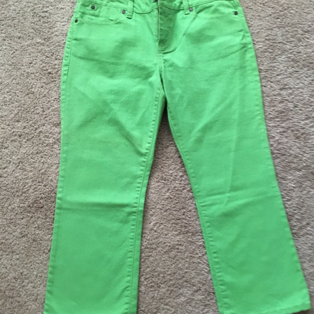 Talbots NWOT Signature Crop Flare Green Jeans